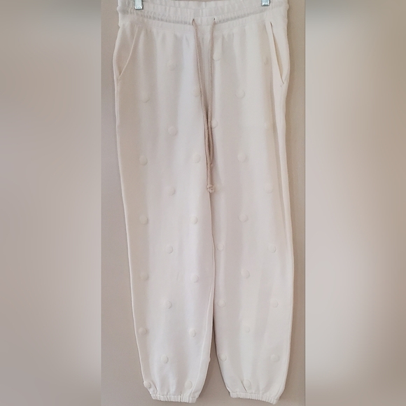 Lou & Grey Cream Polka Dot Embroidered jogger pants‎ with pockets Size Medium - Picture 12 of 12